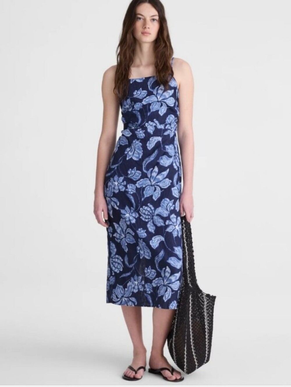 Madewell Ruched Squareneck Sleeveless Midi Dress OA318 Size 10 NEW